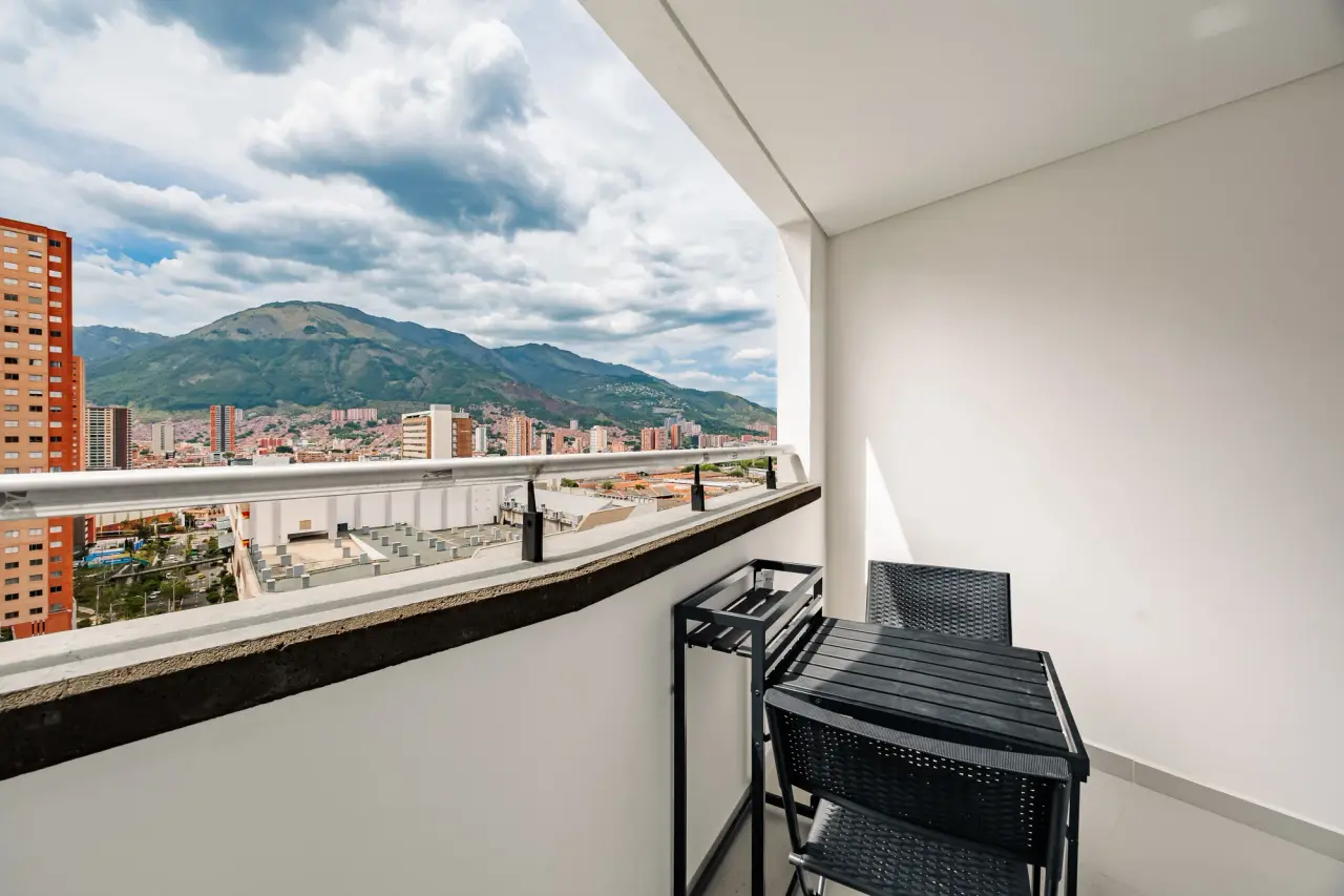 Private balcony looking over the Aburrá Valley and the mountains north of Medellín